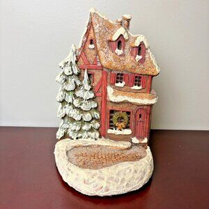 Craft Fair 1990's Vintage Holiday House Unique 9" Votive Holder Flat Profile